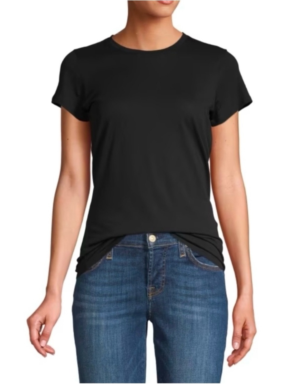Vince Black Pima Cotton Short-Sleeve Crewneck Tee Small
